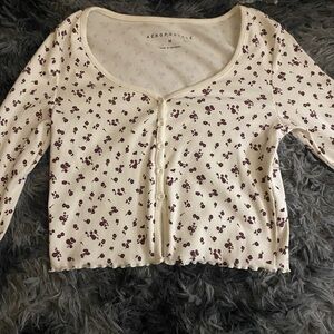 Flower long sleeve crop top